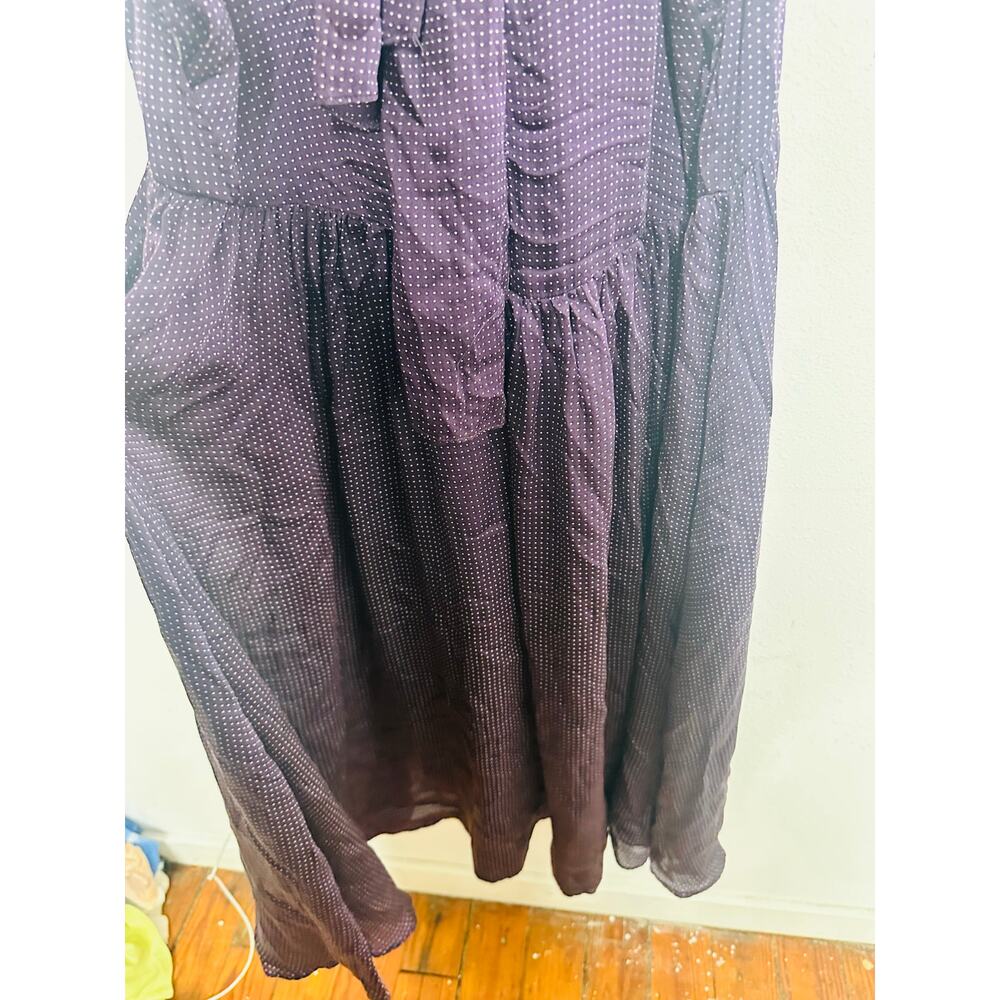 CLUB MONACO Black 100% Silk High Neckline Tie-Back Midi Dress size 4 - Picture 11 of 14